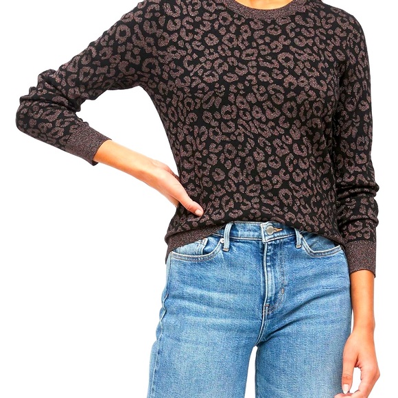 Banana Republic Sweaters - Banana Republic Gold and black metallic leopard print sweater-XL